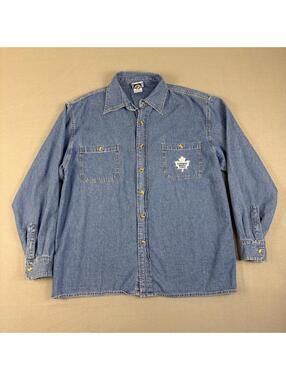 Toronto Maple Leafs Denim Button-Up Shirt Size Large